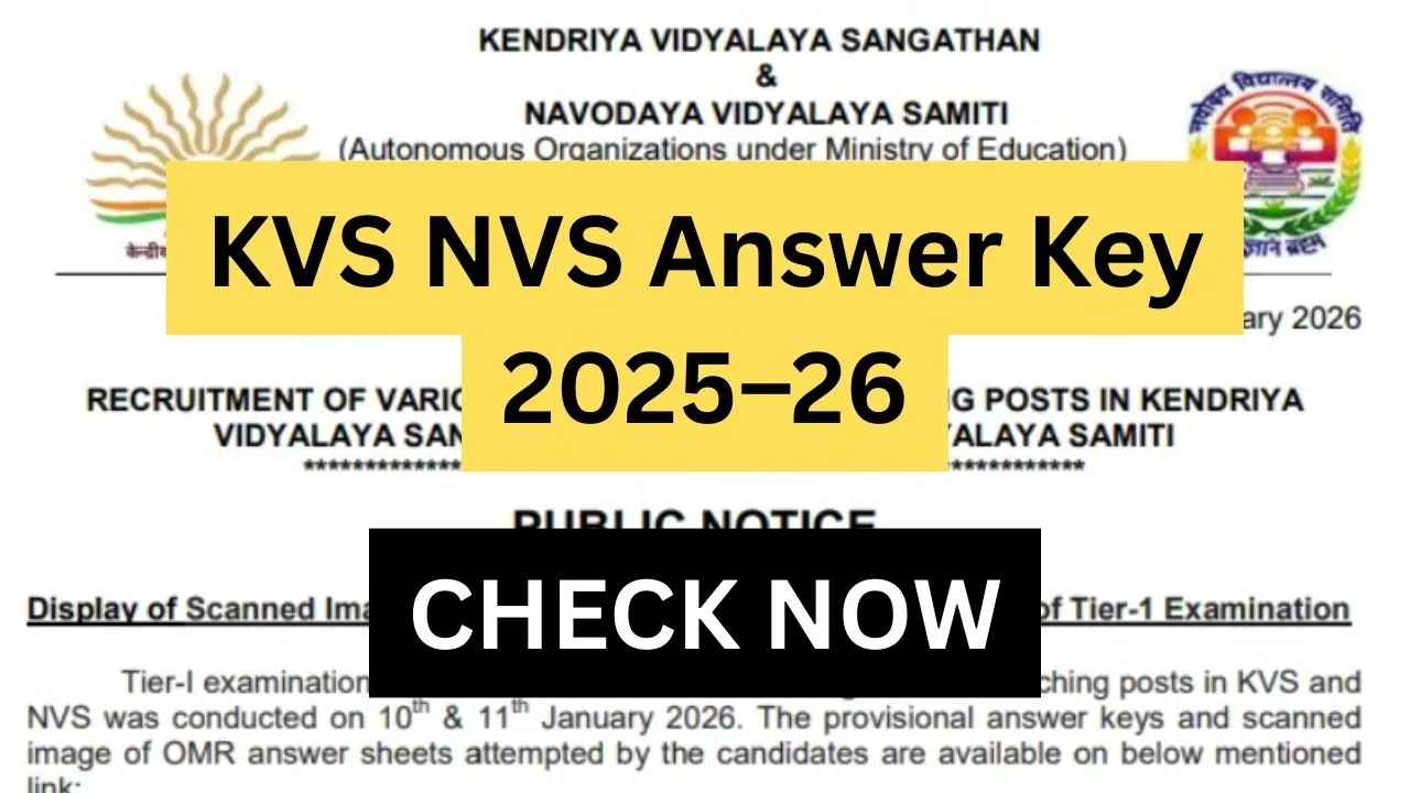 KVS NVS Answer Key 2025–26