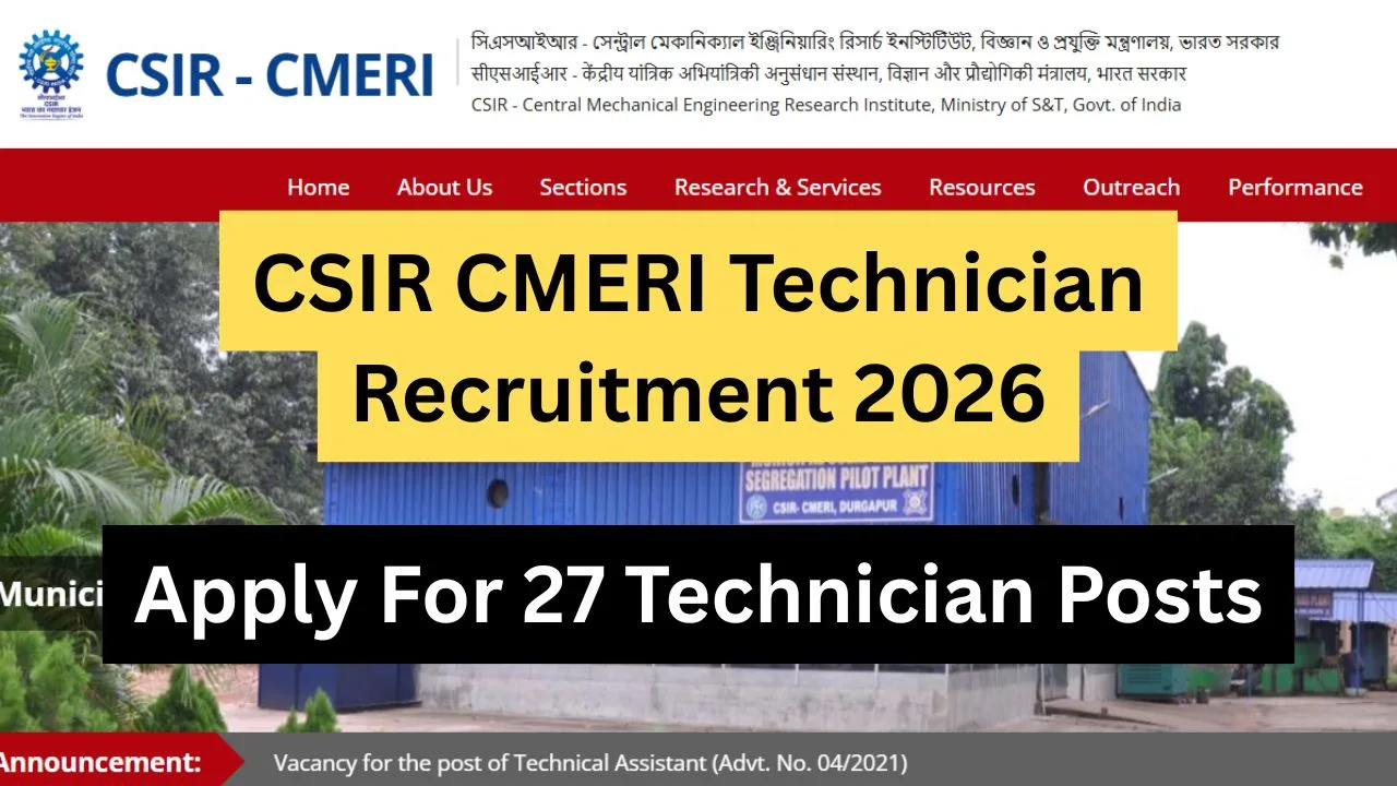 CSIR CMERI Technician Recruitment 2026