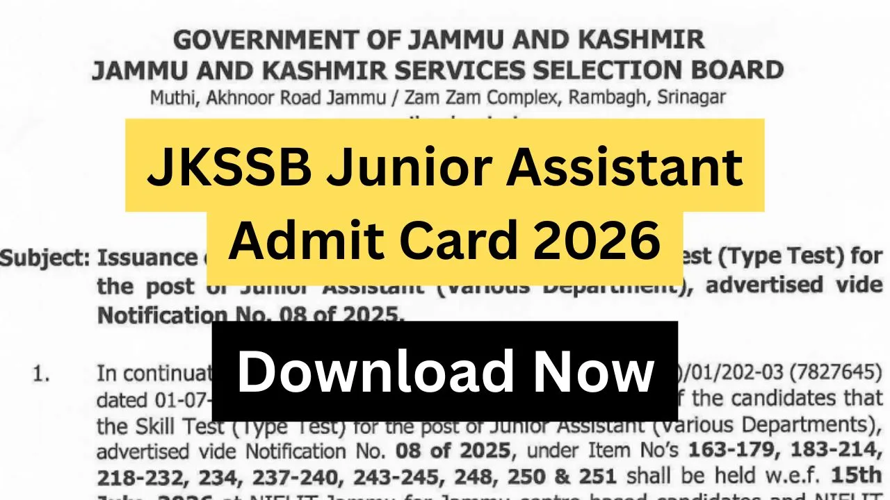 JKSSB Junior Assistant Admit Card 2026